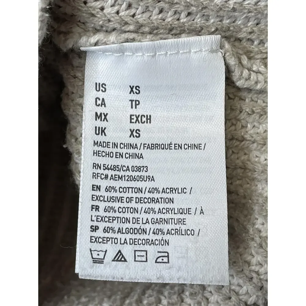 American Eagle Sweater Womens XS Chunky Knit Pullover‎ Long Sleeve Cotton Blend